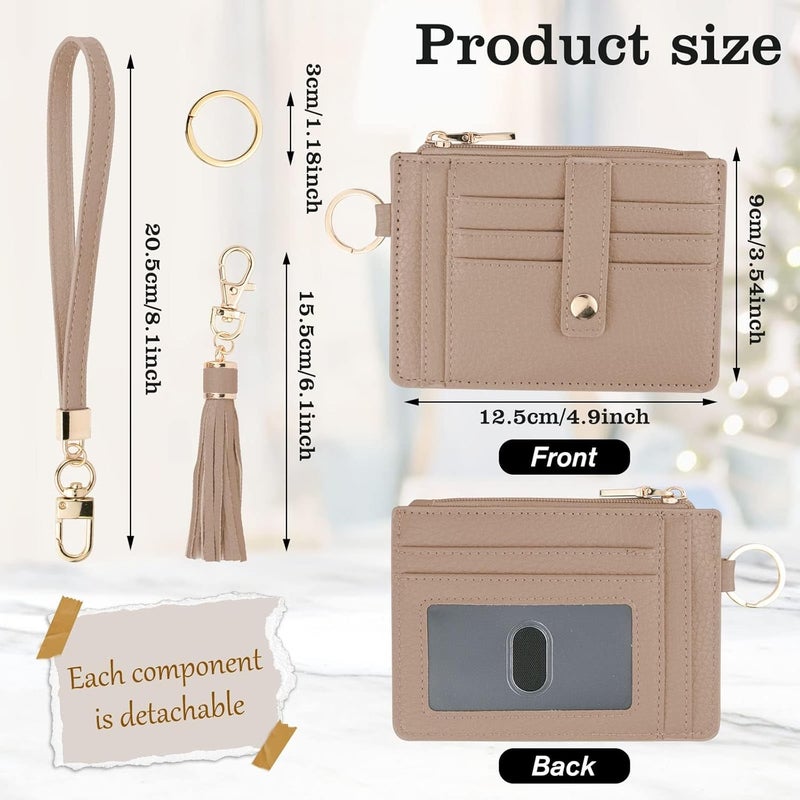 KNGITRYI Small Wristlet Wallets for Women RFID Credit Card Holder Wallet Keychain Wristlet Wallet Credit Card Wallets for Women (Khaki) - Image 2